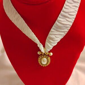 EXPRESS WHITE RIBBON CHARM CHOKER NECKLACE